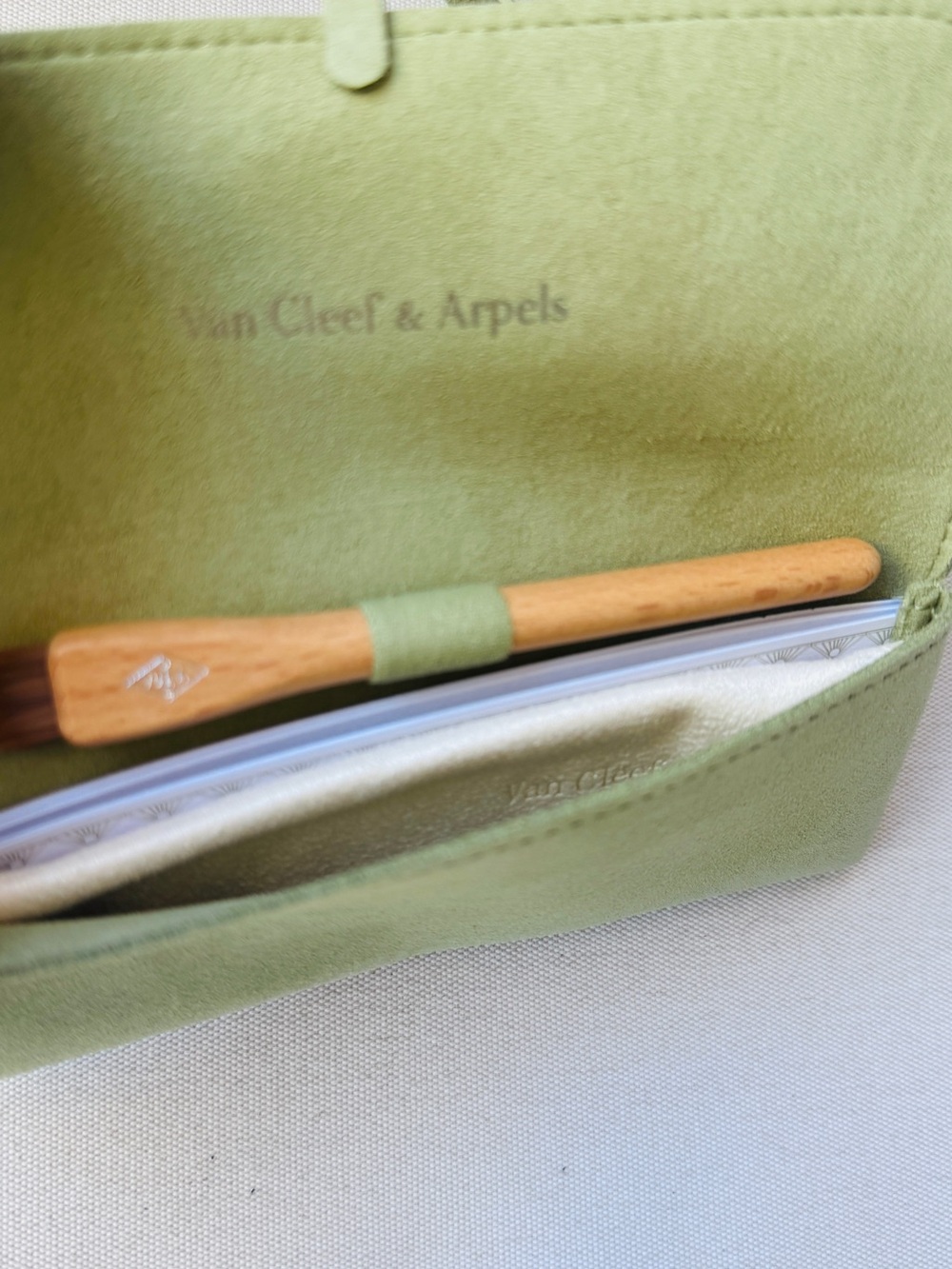 Authentic Van Cleef & Arpels Green Suede Cleaning set